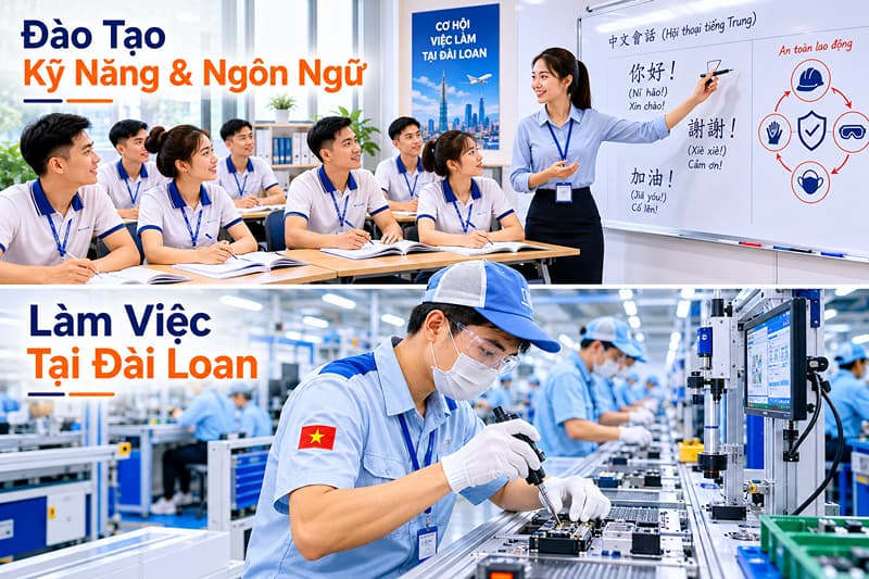 Môi trường làm việc thực tế an toàn, hiện đại của lao động xuất khẩu lao động Đài Loan Hải Dương tại các nhà máy Đài Loan.