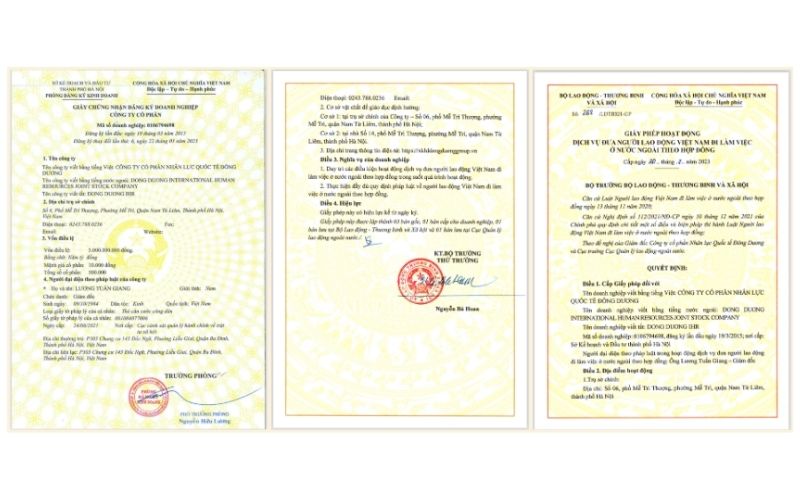 Công ty tự hào được Bộ LĐTBXH cấp phép hoạt động hợp pháp.