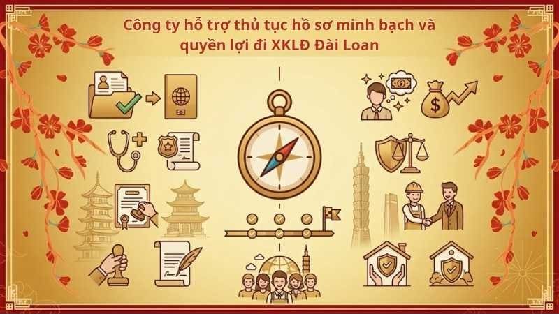 Công ty hỗ trợ thủ tục hồ sơ minh bạch và quyền lợi đi XKLĐ Đài Loan