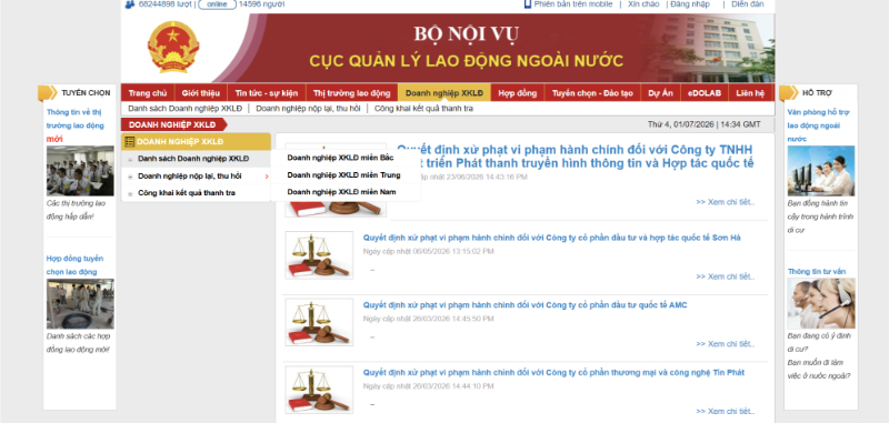 Quy trình tra cứu giấy phép doanh nghiệp trên DOLAB