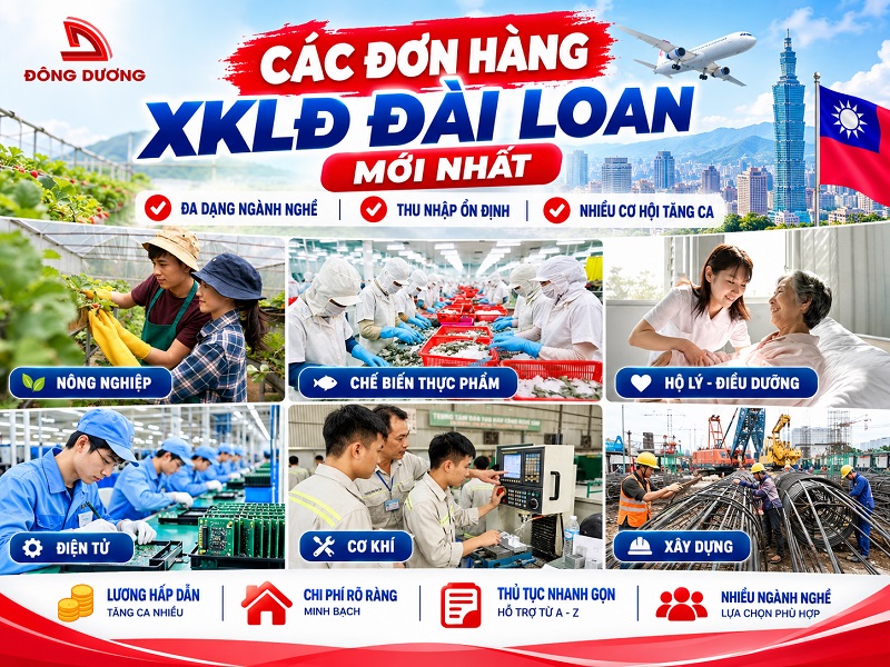 Các đơn hàng XKLĐ Đài Loan mới nhất 2027